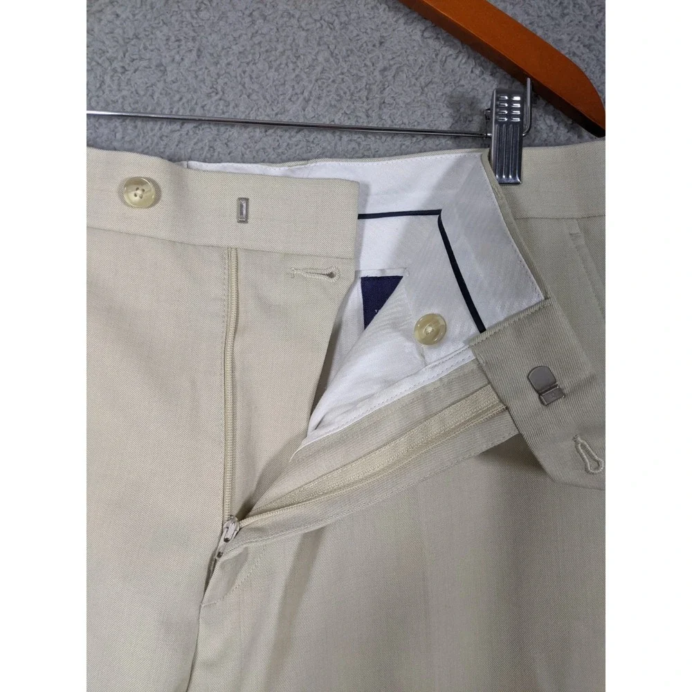 Stafford Wool Blend Dress Pants Mens 36x30 Beige High Rise Preppy Academia